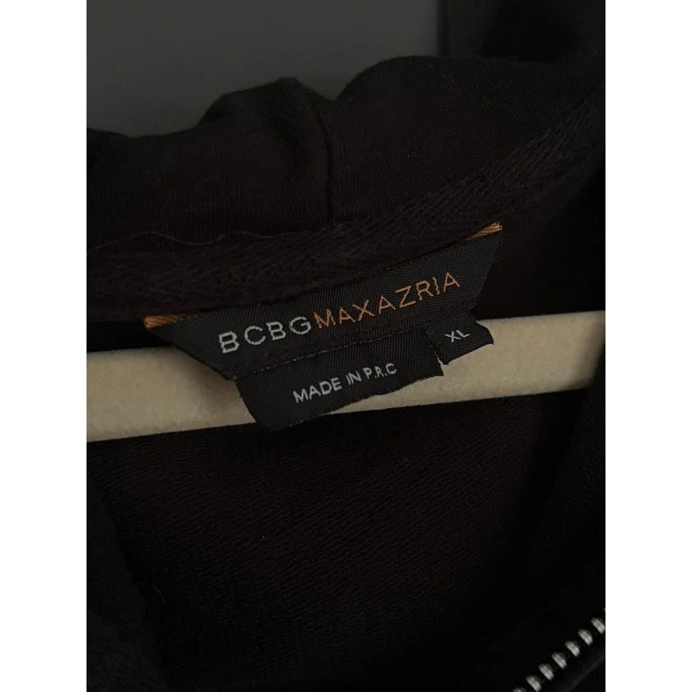 BCBG Max Azria Peacock Hoodie XL Y2K‎ Graphic Rhinestone Zip Jacket Bratz Artsy